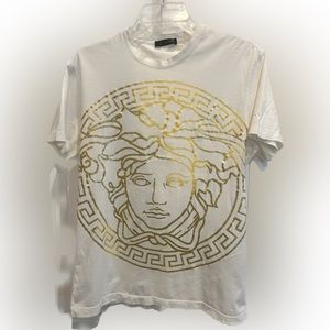 VERSACE Medusa Gold Head Cotton T-Shirt -Authentic